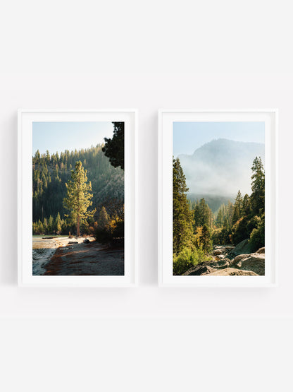 Set of 2 California Nature Fine Art Photography Prints, Lake Tahoe and Yosemite Tree Photo Wall Art, Framed and Unframed