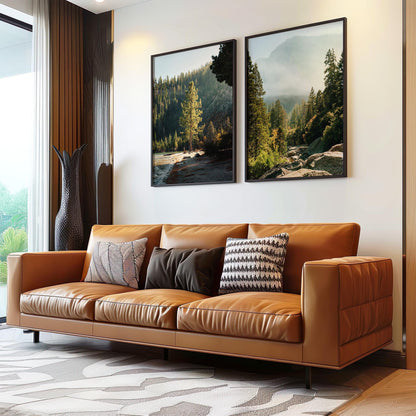 Set of 2 California Nature Fine Art Photography Prints, Lake Tahoe and Yosemite Tree Photo Wall Art, Framed and Unframed