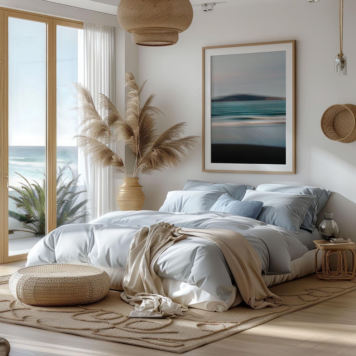 Abstract Motion Blur Coastal Photography Print, Calm Minimal Beach Wall Art, Dusk Ocean Movement