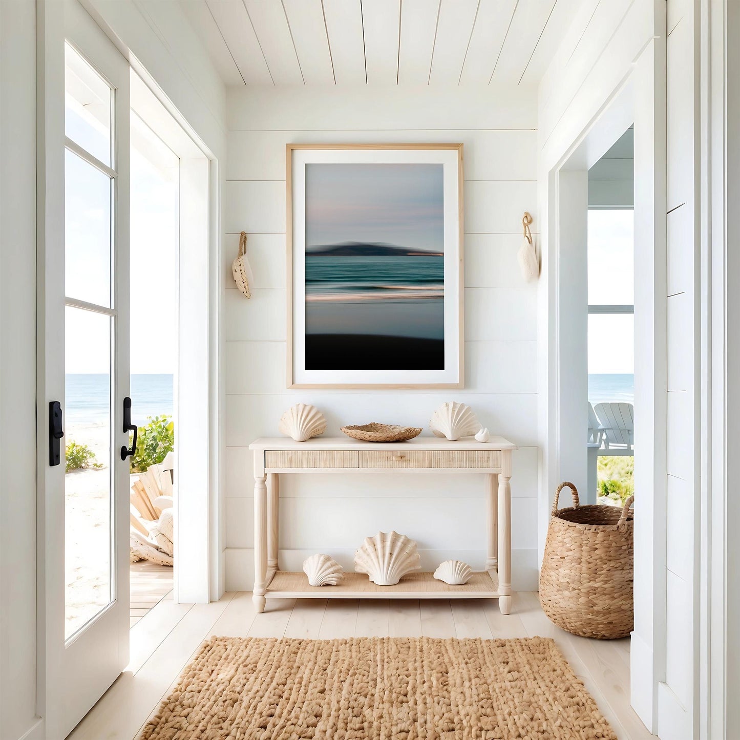 Abstract Motion Blur Coastal Photography Print, Calm Minimal Beach Wall Art, Dusk Ocean Movement