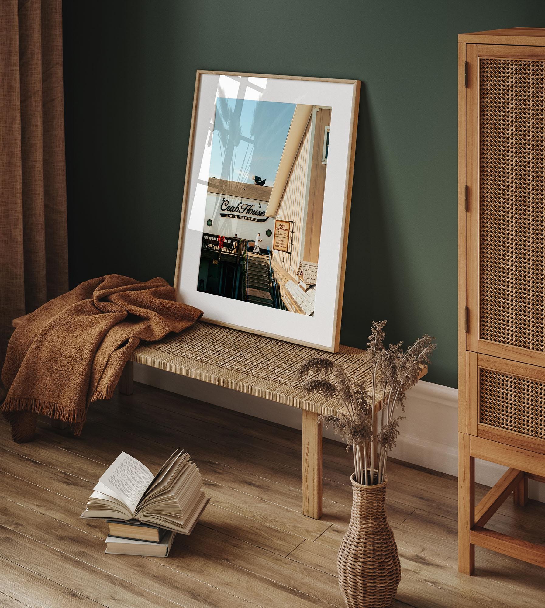 San Francisco Pier 39 Crab House Photography Print Wall Art, Streets of SF California, Large Framed Modern Photo Artwork