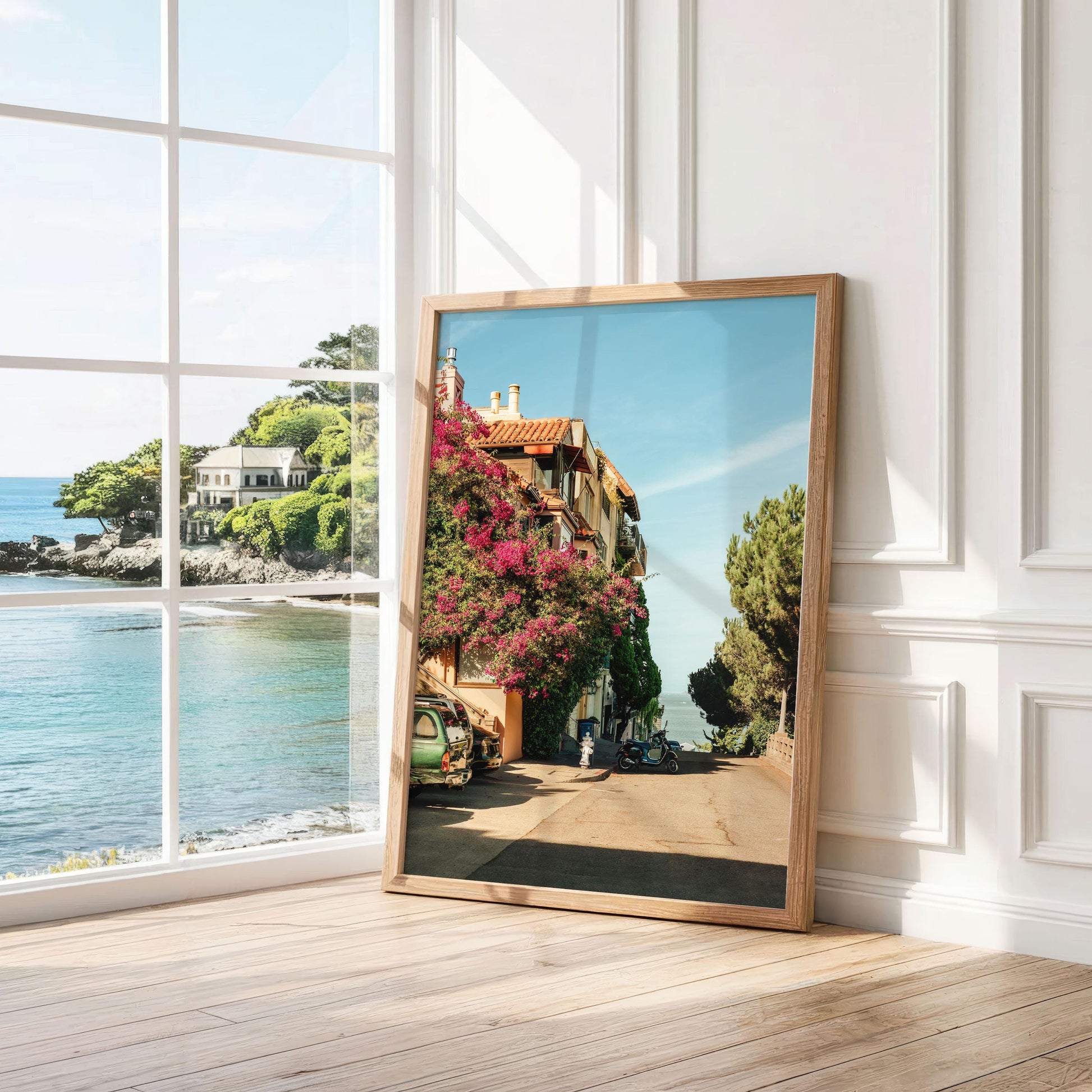 San Francisco California Pink Bougainvillea Street Photography Print, Large Framed Flower Art Photo, Floral Bay Area House Poster Print