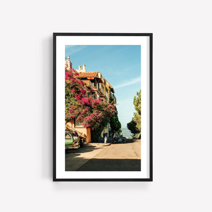 San Francisco California Pink Bougainvillea Street Photography Print, Large Framed Flower Art Photo, Floral Bay Area House Poster Print