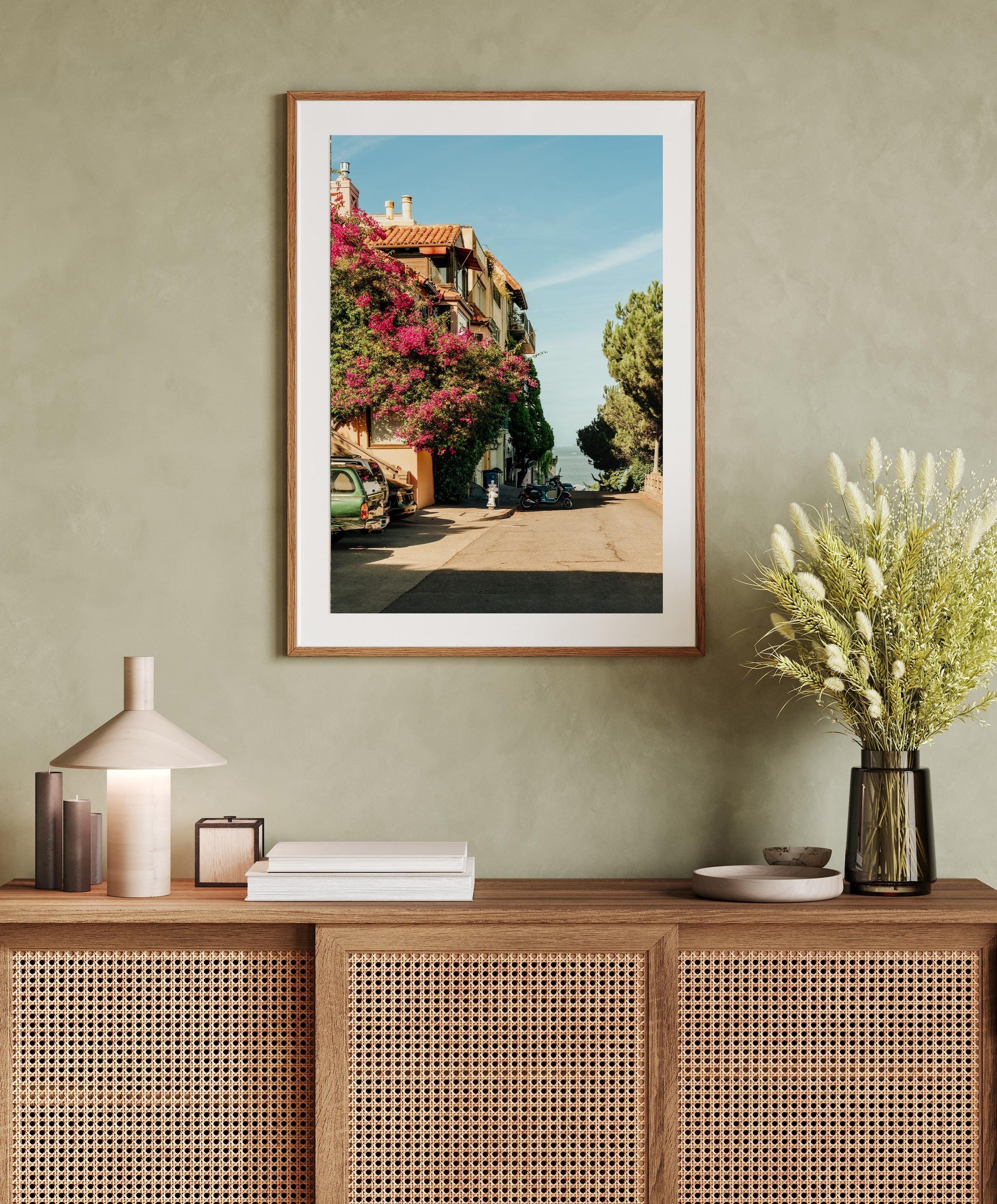 San Francisco California Pink Bougainvillea Street Photography Print, Large Framed Flower Art Photo, Floral Bay Area House Poster Print