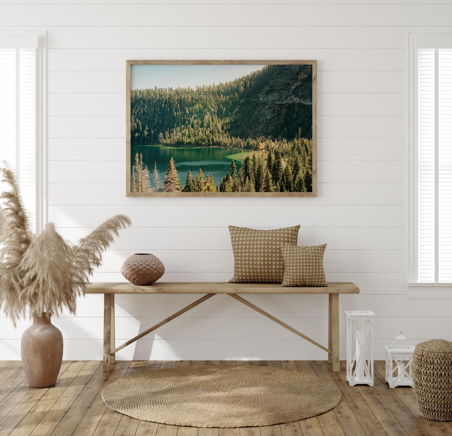 Lake Tahoe Sierra Nevada Photography, Lakeside Pine Trees Print, Alpine Lake Mountainscape, Framed Photo Wall Art