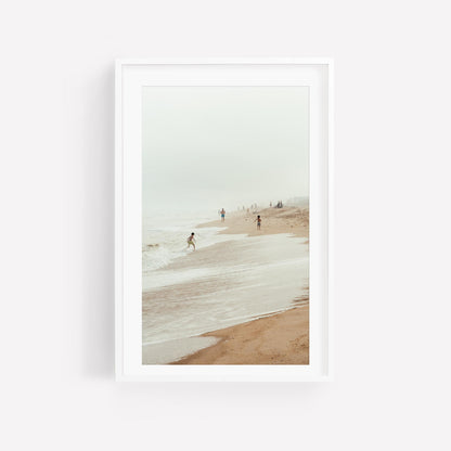 Montauk Photography, Foggy Hamptons Beach Print, Beige Neutral Muted Coastal Wall Art, Framed or Unframed