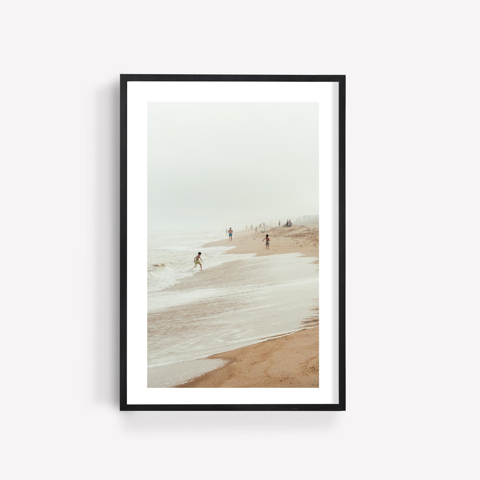Montauk Photography, Foggy Hamptons Beach Print, Beige Neutral Muted Coastal Wall Art, Framed or Unframed