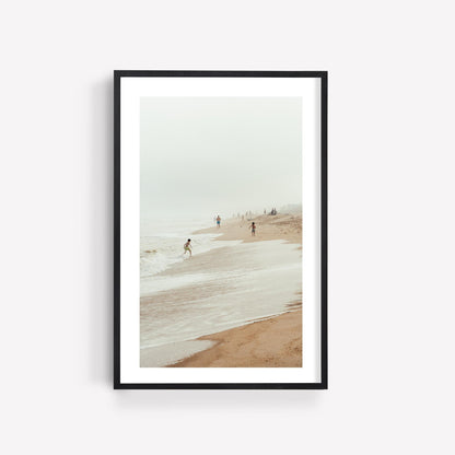 Montauk Photography, Foggy Hamptons Beach Print, Beige Neutral Muted Coastal Wall Art, Framed or Unframed