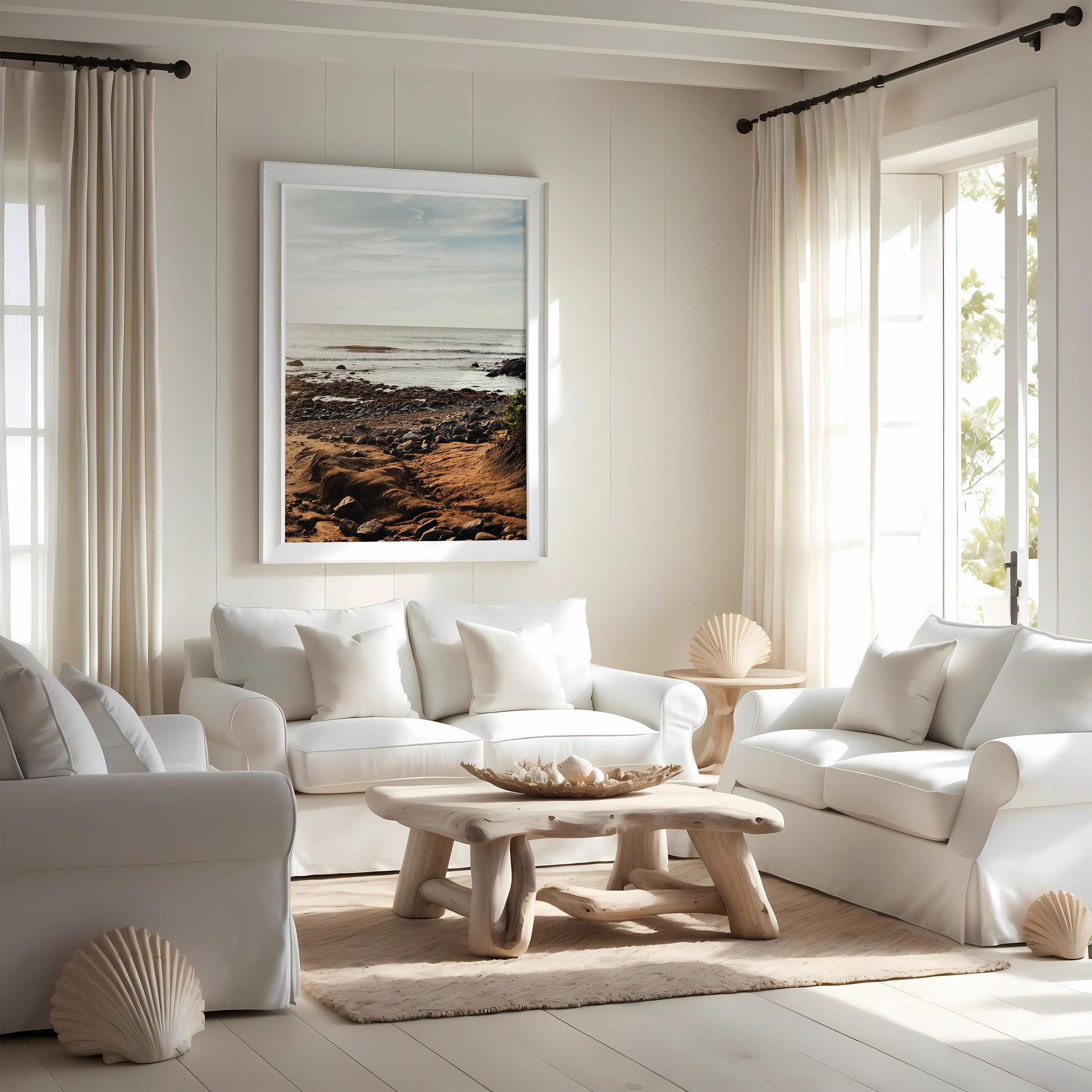 Rocky Beach Print, Montauk NY, Hamptons Photography, Coastal Wall Art, Framed or Unframed