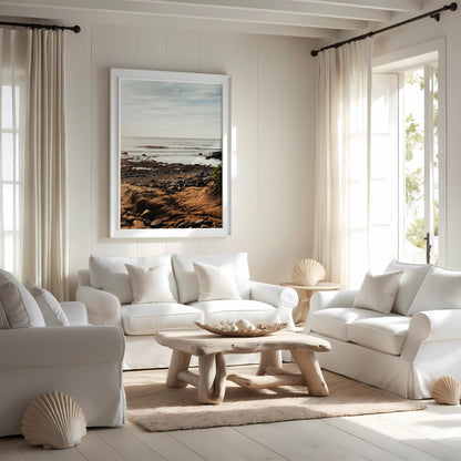 Rocky Beach Print, Montauk NY, Hamptons Photography, Coastal Wall Art, Framed or Unframed