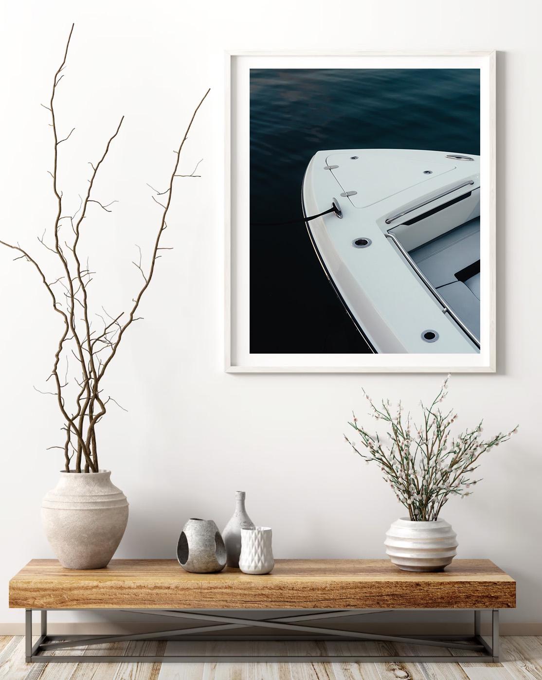 Nautical Boat Photography Print, Montauk, Coastal Modern Wall Art, Minimalist Ocean Decor, Framed or Unframed