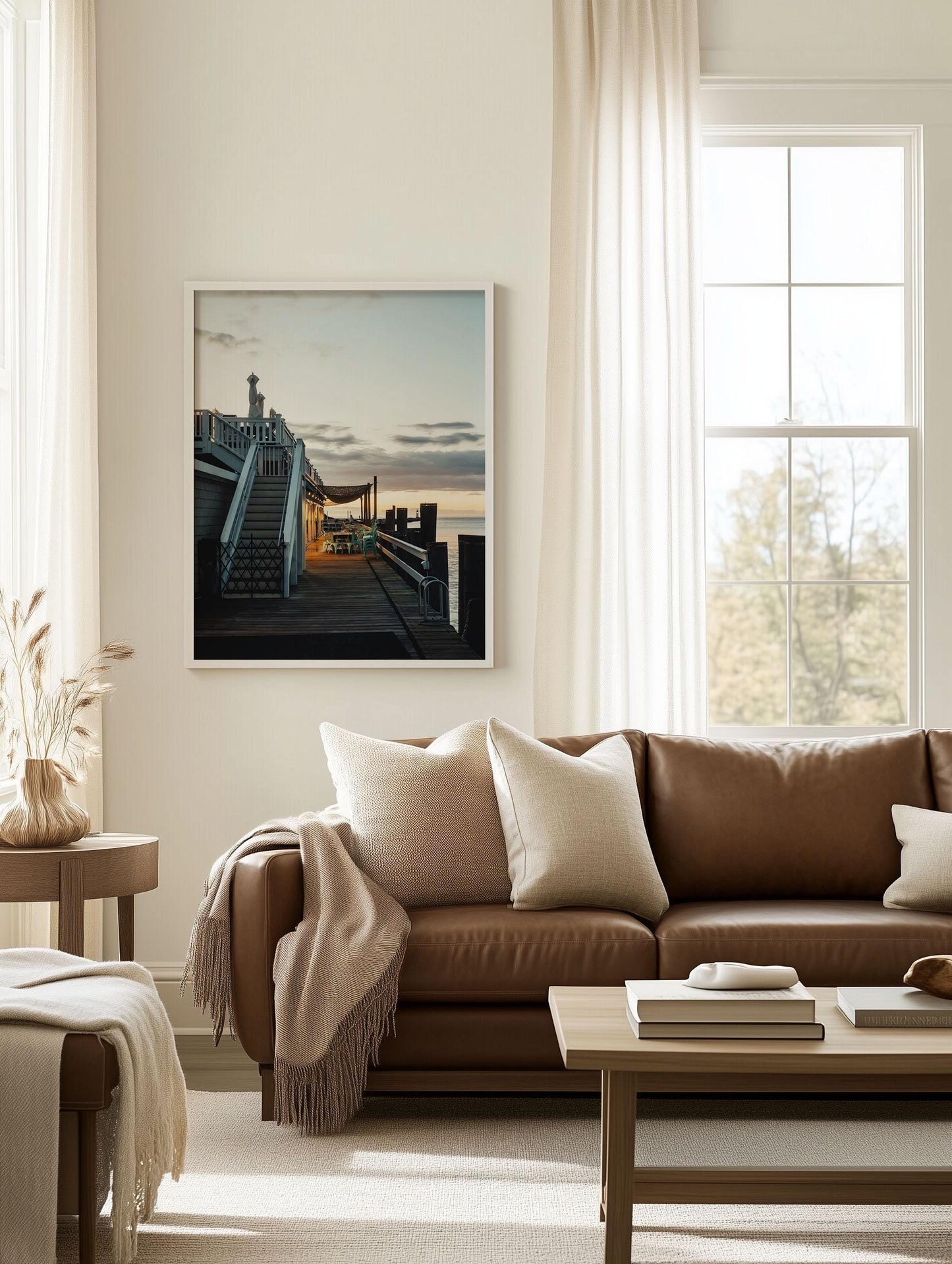 Montauk Photography, Blue Hour, Docks, Coastal Restaurant Wall Art, Hamptons Waterfront Print, Framed or Unframed