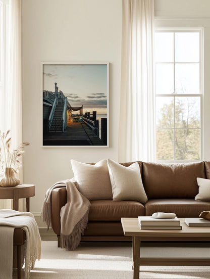 Montauk Photography, Blue Hour, Docks, Coastal Restaurant Wall Art, Hamptons Waterfront Print, Framed or Unframed