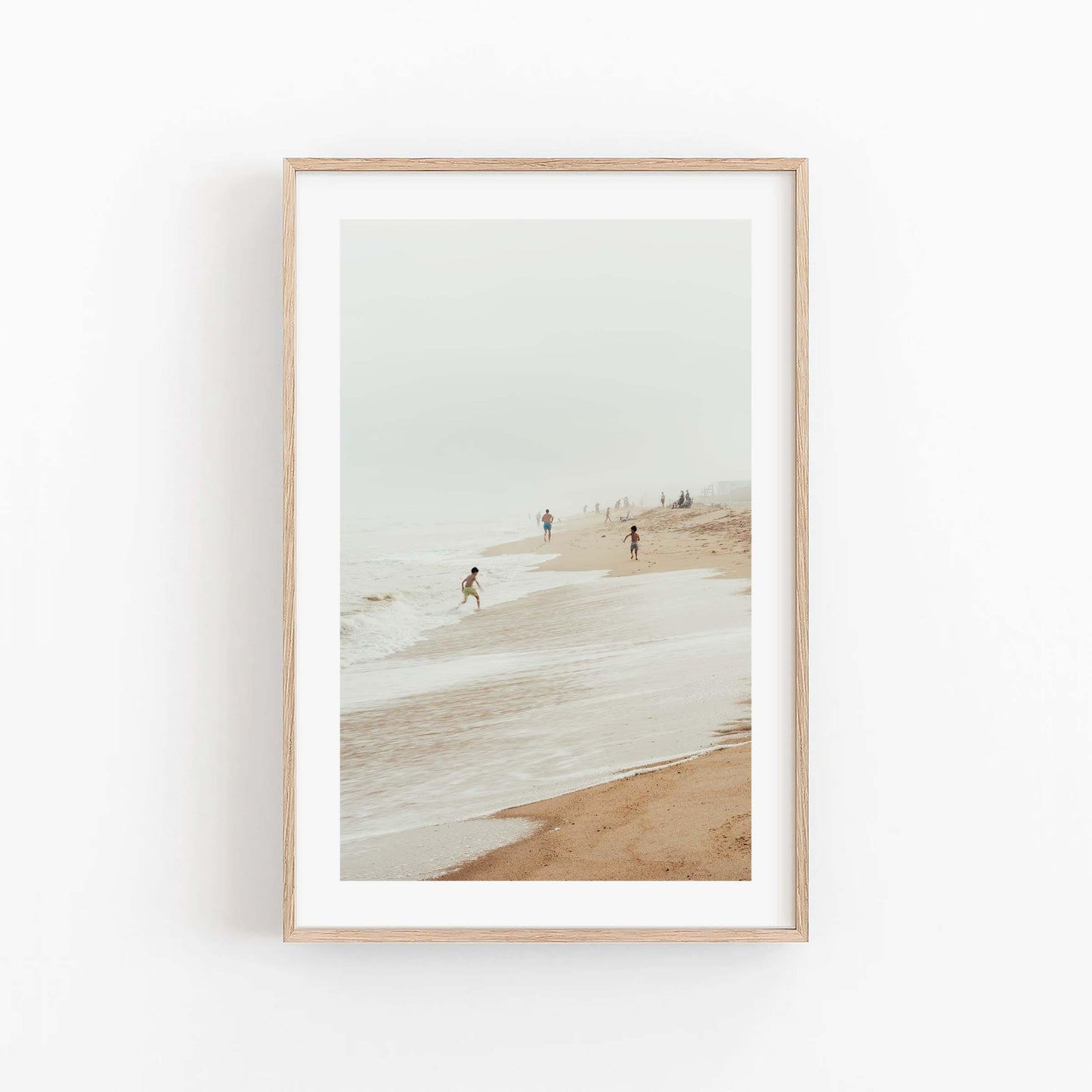 Montauk Photography, Foggy Hamptons Beach Print, Beige Neutral Muted Coastal Wall Art, Framed or Unframed