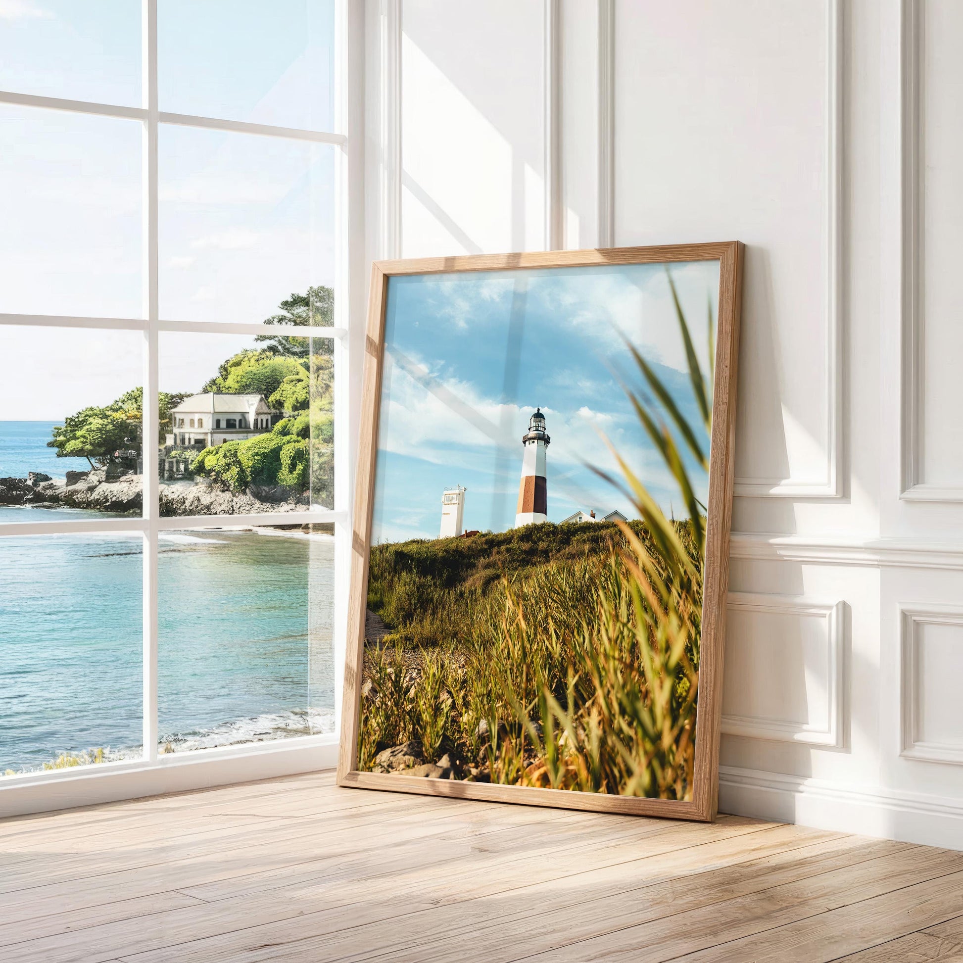 Montauk Point Lighthouse Photography Print, Hamptons Coastal Wall Art, Framed or Unframed