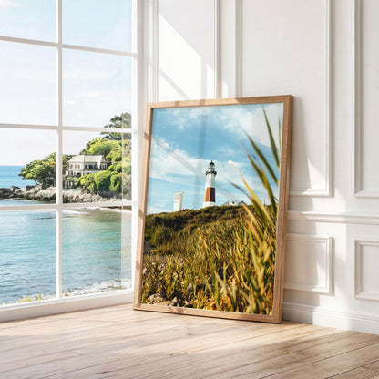 Montauk Point Lighthouse Photography Print, Hamptons Coastal Wall Art, Framed or Unframed