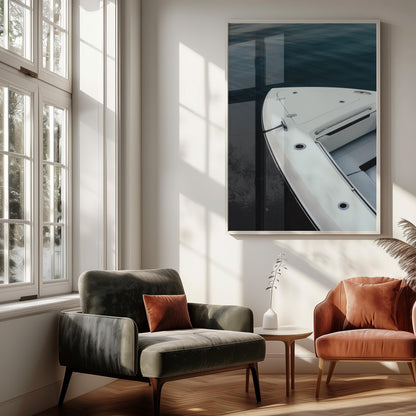 Nautical Boat Photography Print, Montauk, Coastal Modern Wall Art, Minimalist Ocean Decor, Framed or Unframed