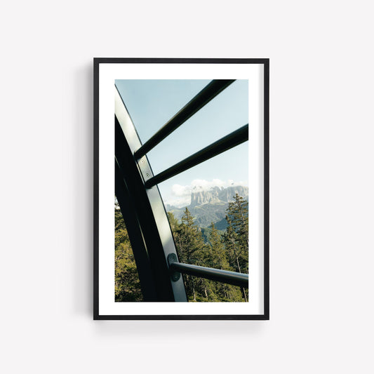 Dolomites Photography Print, Cable Car View, Italian Alps Wall Art, Seceda Mountain Landscape, Nature Adventure Art
