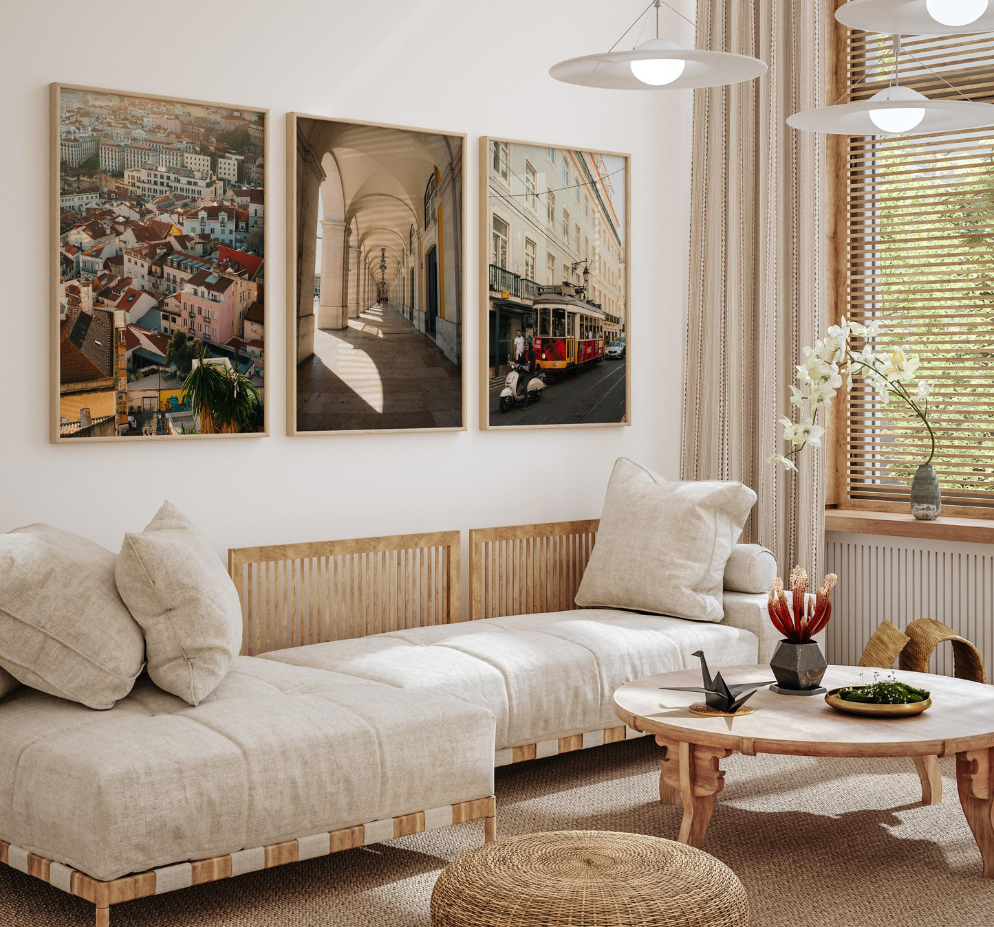 Set of 3 Lisbon Photography Wall Art, Framed Portugal City Photo Prints, Europe Street Travel Decor, 3 Pieces Modern Fine Art Photography