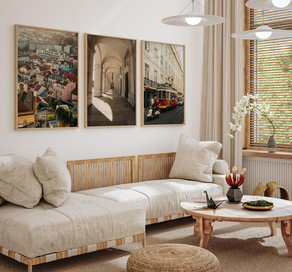 Set of 3 Lisbon Photography Wall Art, Framed Portugal City Photo Prints, Europe Street Travel Decor, 3 Pieces Modern Fine Art Photography