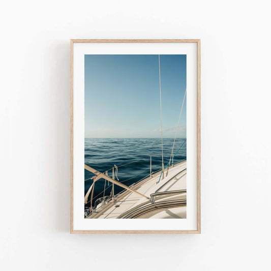Luxury Boat Lifestyle Photography, Elegant Minimalist Yacht Art Prints, Calm Coastal Nautical Wall Art, Framed Large Fine Art Photography