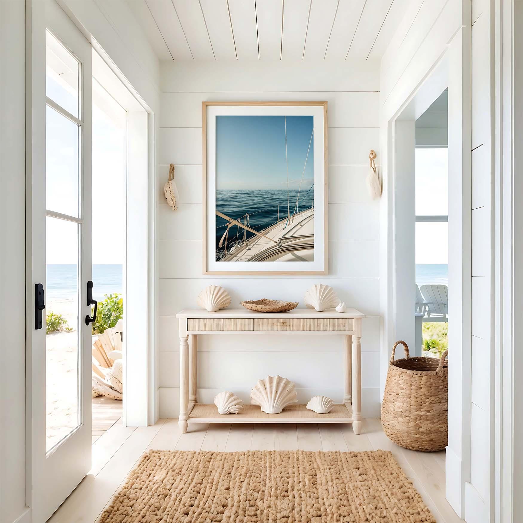 Luxury Boat Lifestyle Photography, Elegant Minimalist Yacht Art Prints, Calm Coastal Nautical Wall Art, Framed Large Fine Art Photography