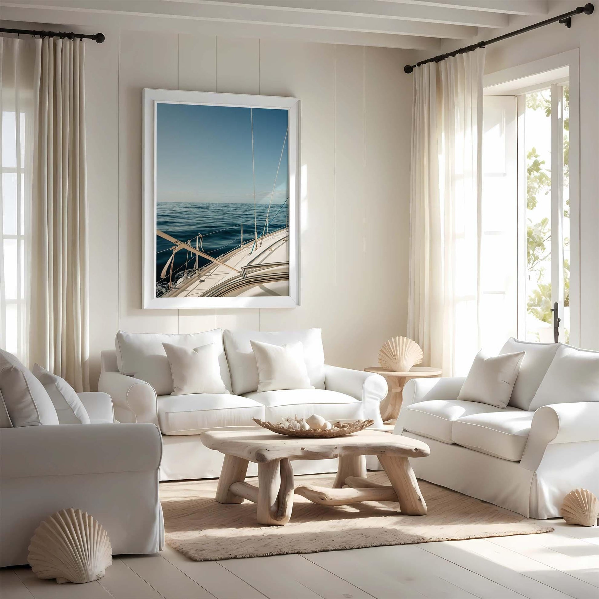Luxury Boat Lifestyle Photography, Elegant Minimalist Yacht Art Prints, Calm Coastal Nautical Wall Art, Framed Large Fine Art Photography