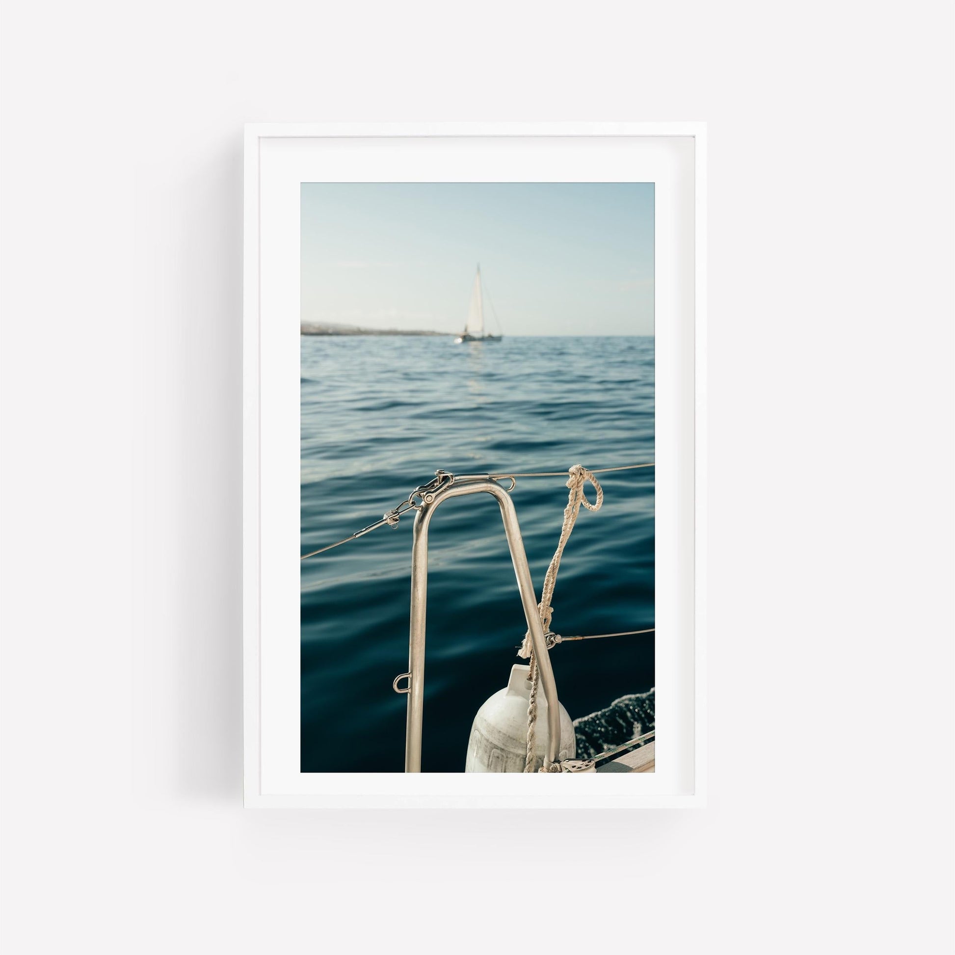 Elegant Yacht Photo, Calm Coastal Luxury Lifestyle, Bouy Photography, Ocean Minimalist Sailboat Print, Large Nautical Europe Boat Wall Art