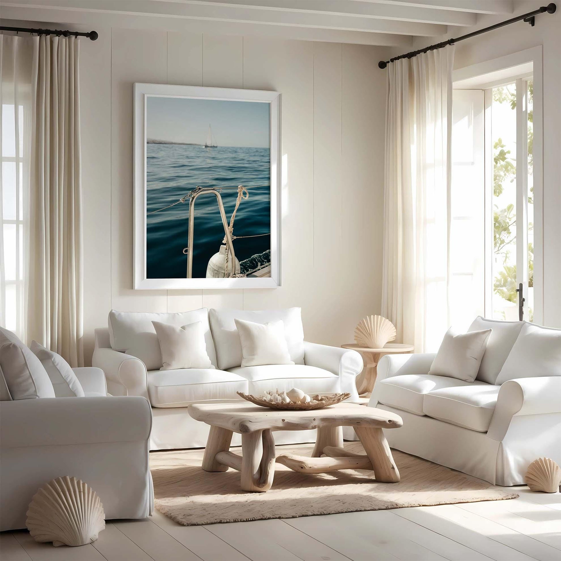 Elegant Yacht Photo, Calm Coastal Luxury Lifestyle, Bouy Photography, Ocean Minimalist Sailboat Print, Large Nautical Europe Boat Wall Art