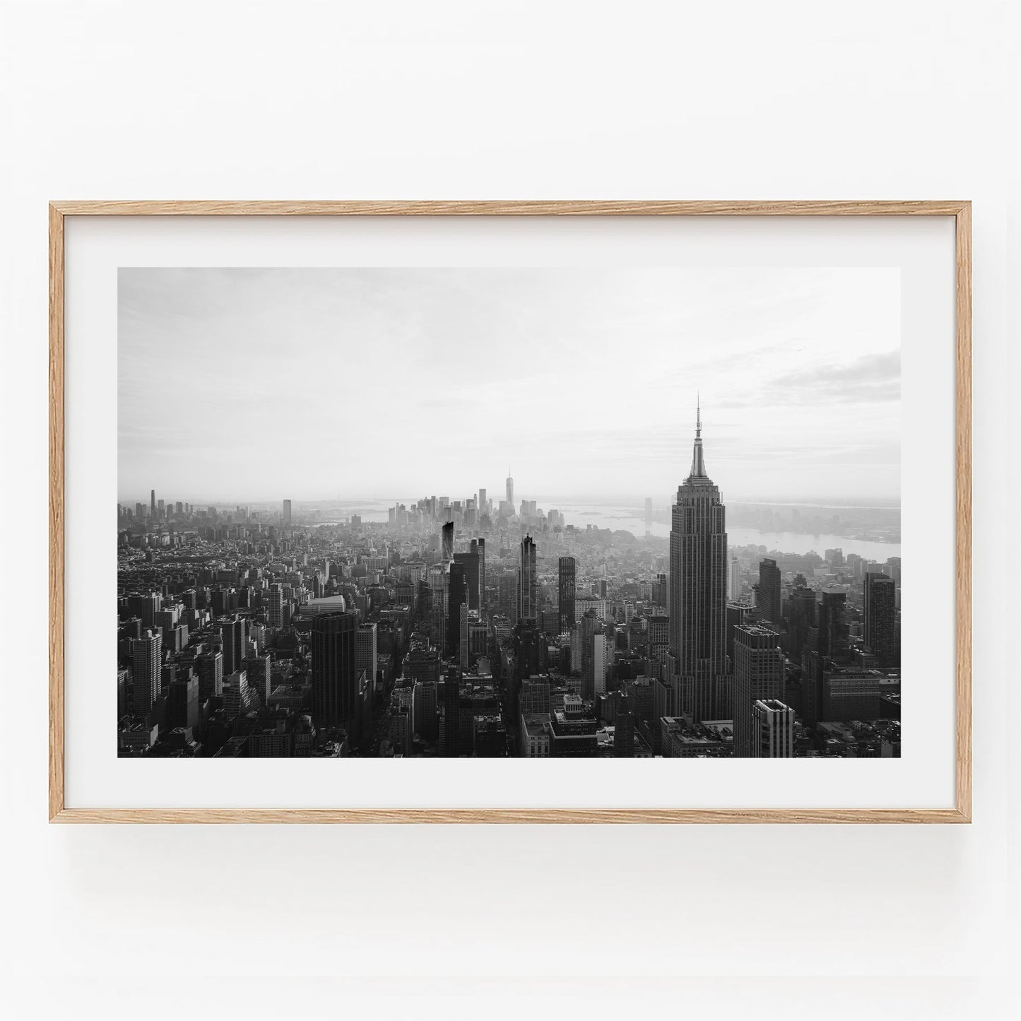 NYC Skyline Black and White photo featuring the Empire State Building in the foreground.