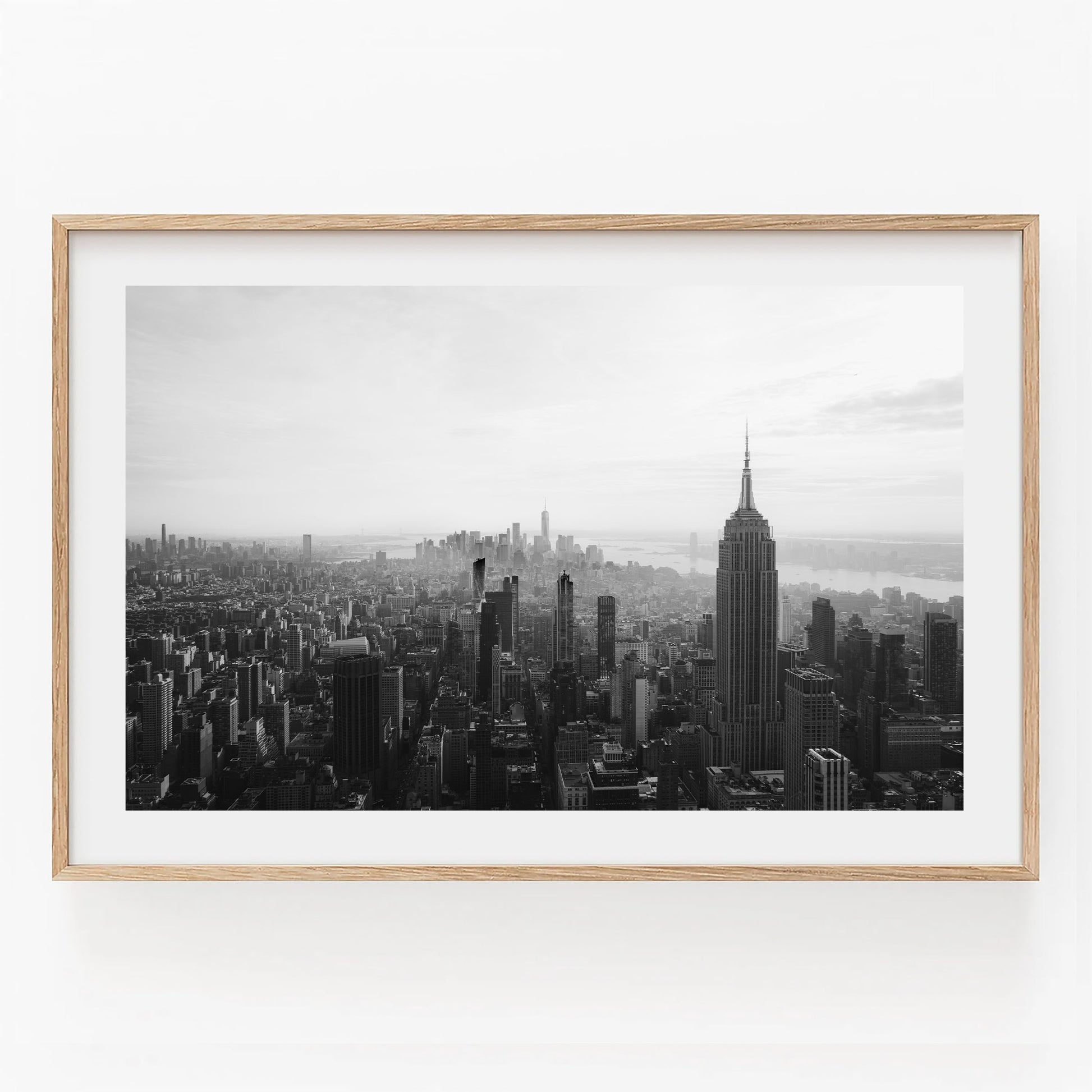 NYC Skyline Black and White photo featuring the Empire State Building in the foreground.