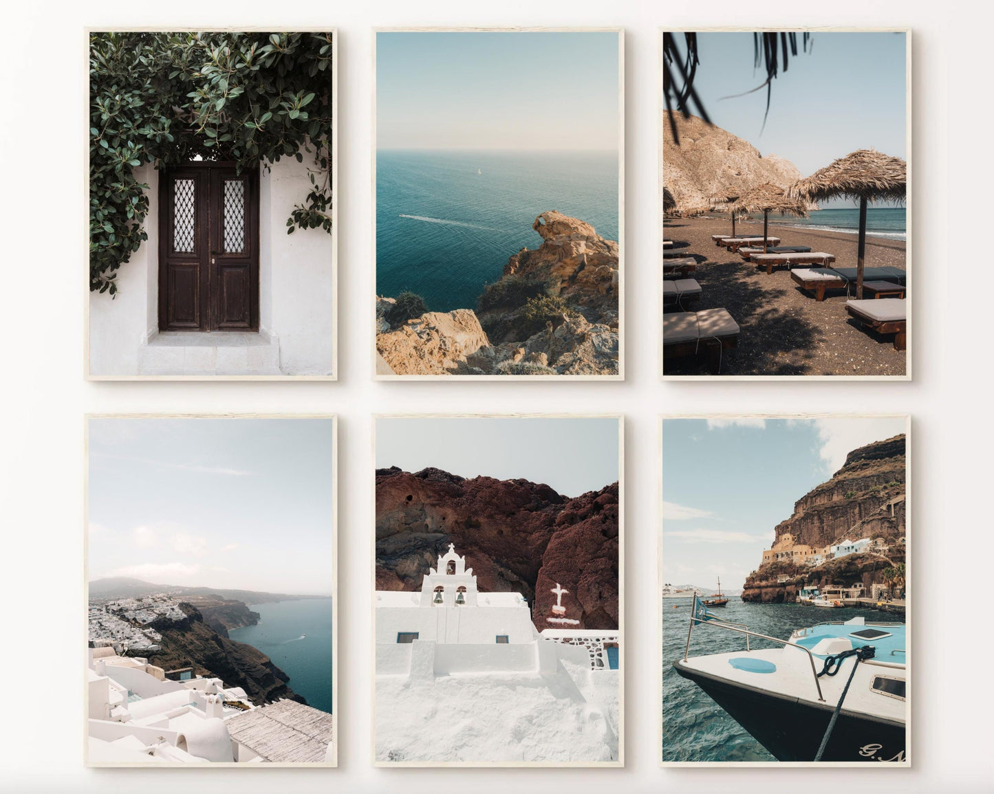 Greece Islands Art, Greece Coastal Photography, Set of 6 Santorini Wall Print, Coastal Greek Cliffs, Mediterranean photo, Large Framed Art