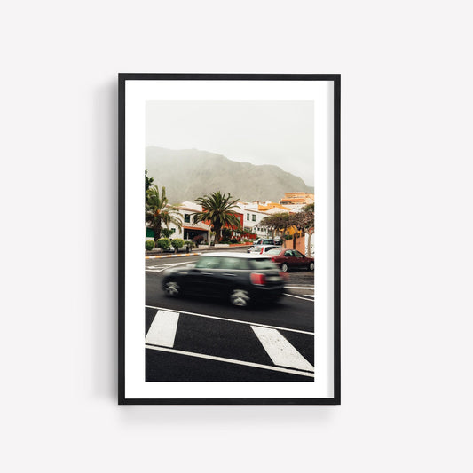 Long Exposure Motion Blur Car Photography, Tenerife Spain Europe Speeding Car Photo, Original Fine Art Photography Print, Canary Islands Art
