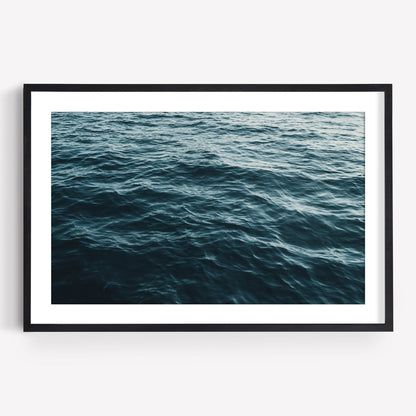 Water Ripples I captures serene deep blue ocean waves, showcasing an endless expanse of water under natural light.