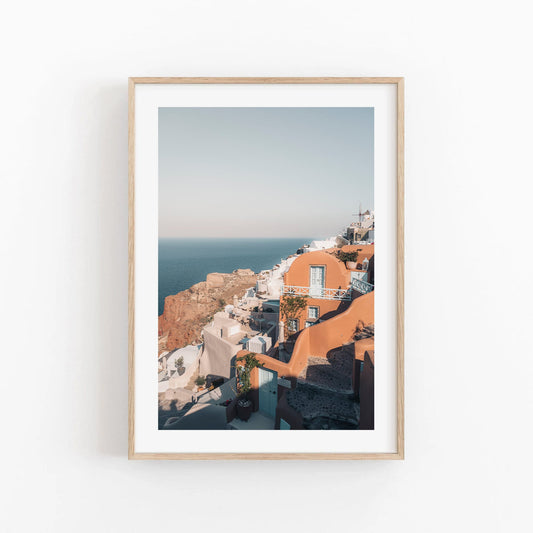 Oia Santorini Greece Architecture, Mediterranean Poster, Europe City Print, Greek Island Decor, Santorini Cliffside Photograph