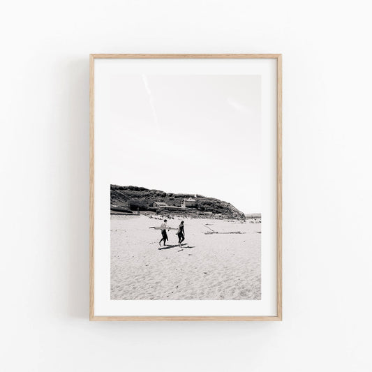 Black and White Photograph of Surfers Walking in Sand, Biarritz France Surf Photo, Surfer Lifestyle Photography, France Coastal Beach Print