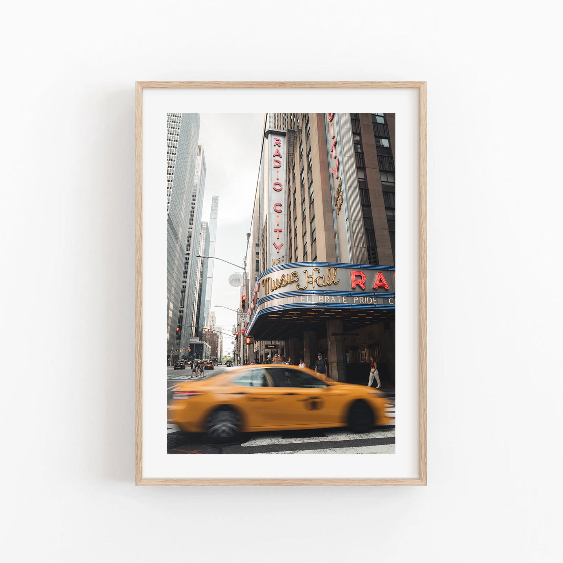 Yellow Taxi Radio City NYC Photography, Large Radio City Music Hall Photo, NYC Midtown Street, Manhattan Lifestyle Photography, NYC Wall Art