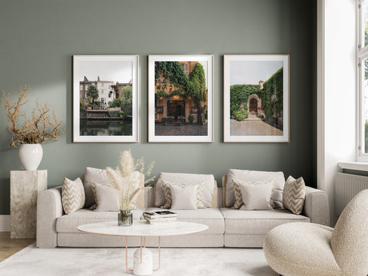 Europe Greenery Wall Decor Matching Photo Set of 3 City Nature Prints European Print Forest Green Wall Art Gift Europe Gallery Set Peaceful