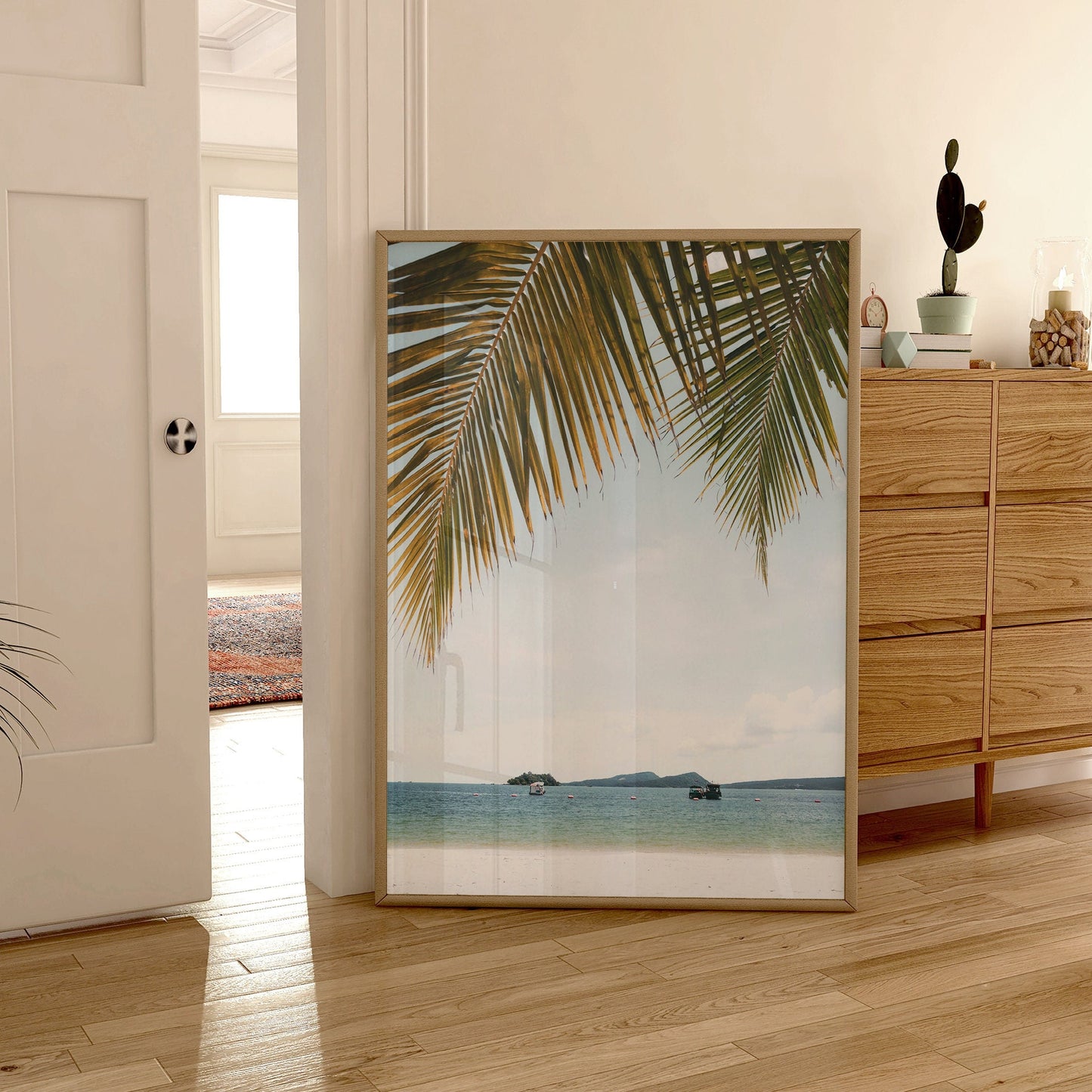 Palm Tree Photo Tropical Wall Art Palm Tree Poster Beach Theme Tropical Photography Ocean Sandy Beach Wall Art Large Framed Museum-quality