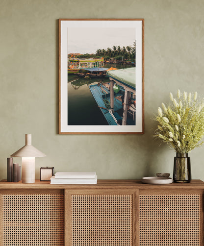 Boat Lifestyle Asia Photography Hoi An Vietnam Wall Art Colorful Boats Framed Photo Large Vietnam Print Vietnamese Art Travel Photography