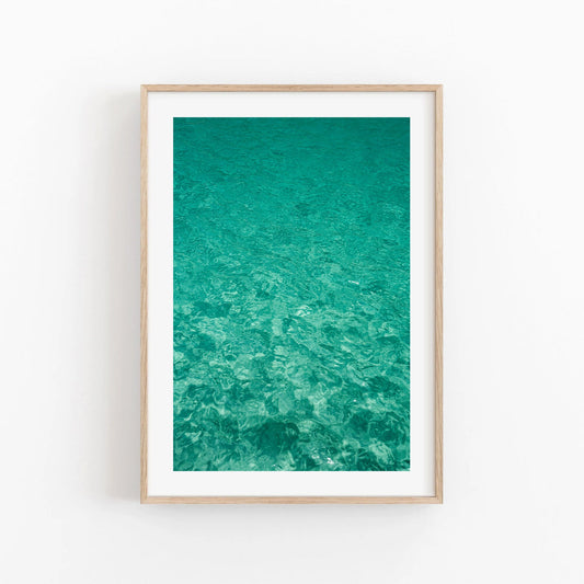 Clear Water Print Turquoise Wall Art Minimalist Ocean Art Photography Water Artwork Framed Photo Large Teal Water Photo Light Blue Sea Print