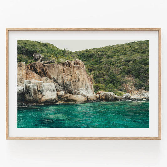 Turquoise Water Ocean Cliff Print Tropical Landscape Travel Photography Ocean Print Framed Southeast Asia Nature Fineart Photography Teal