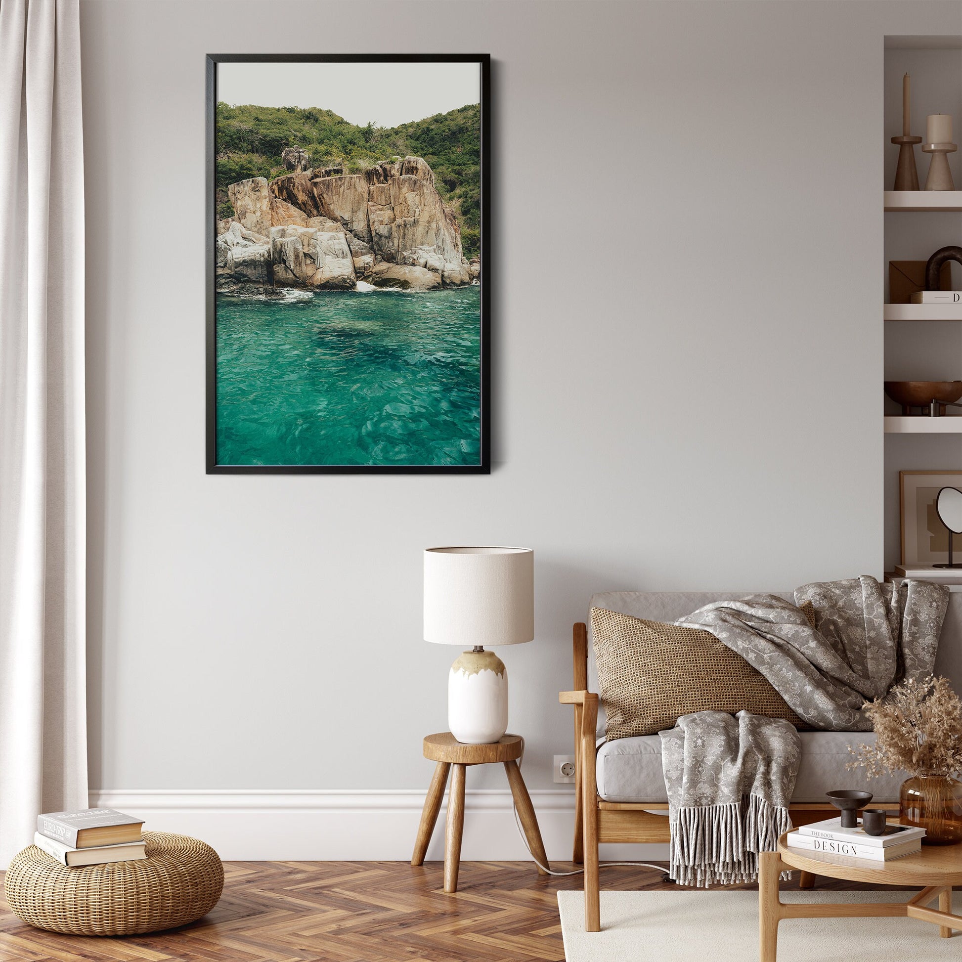 Turquoise Water Ocean Cliff Print Travel Photography Tropical Ocean Print Framed Southeast Asia Nature Fineart Photography Teal Wall Art