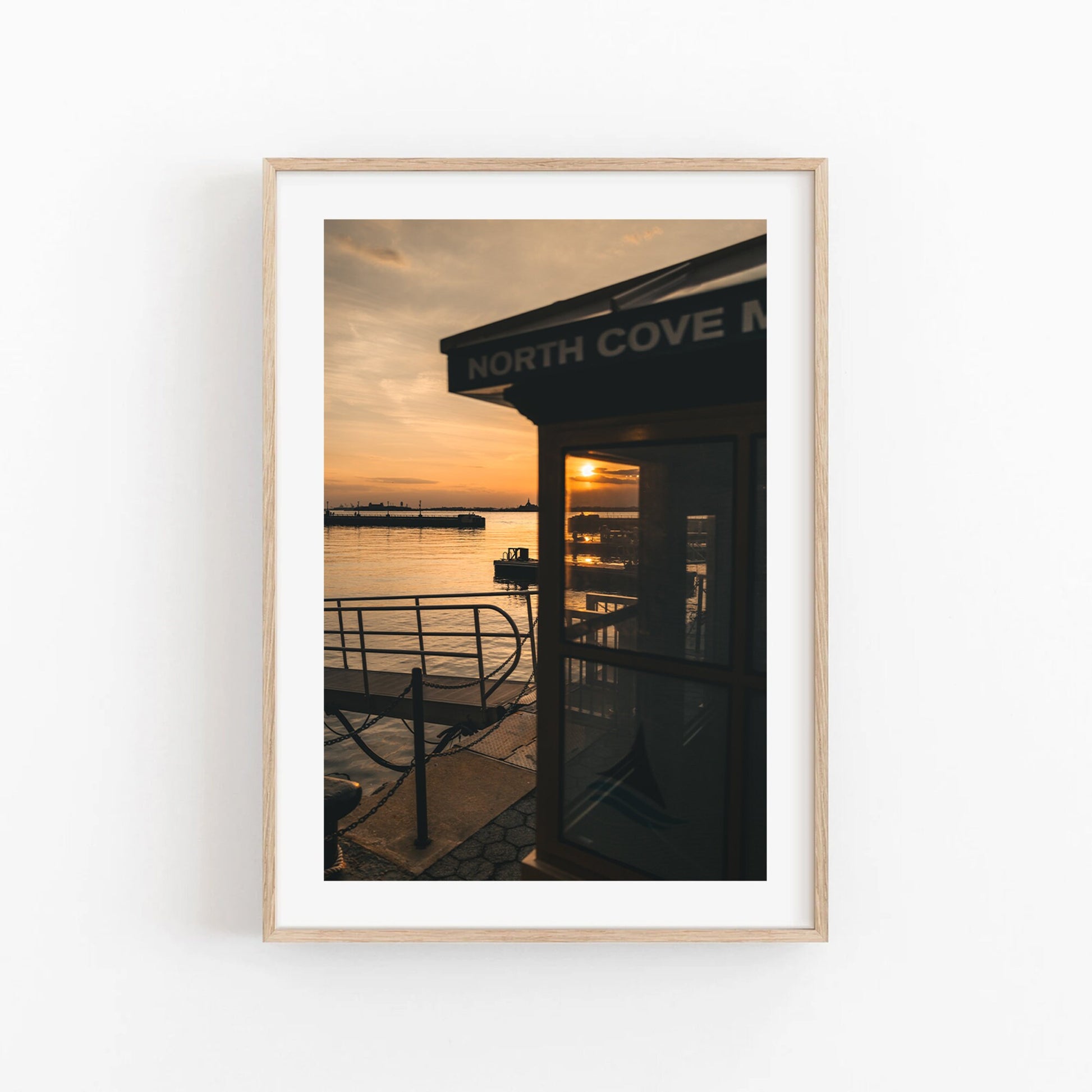 Battery Park Sunset Poster NYC Wall Art Dock Sunset Photography Framed Coastal Print Seaside Sunset Museum-quality Photo Seaside Booth Print