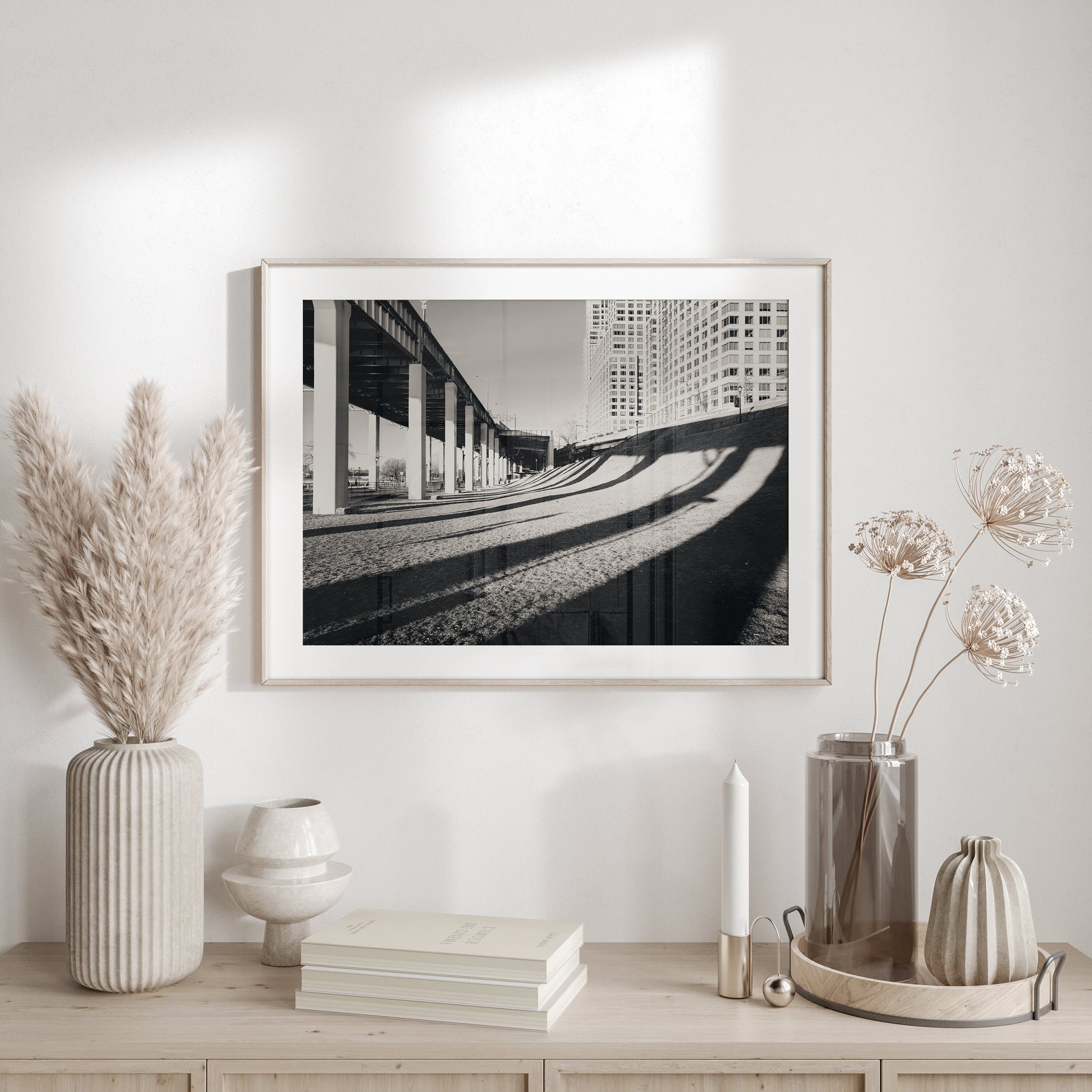 Black and White Photography Shadow Landscape Riverside NYC Print Upper West Side Manhattan Wall Art Museum-quality Photo Shadow Wall Art