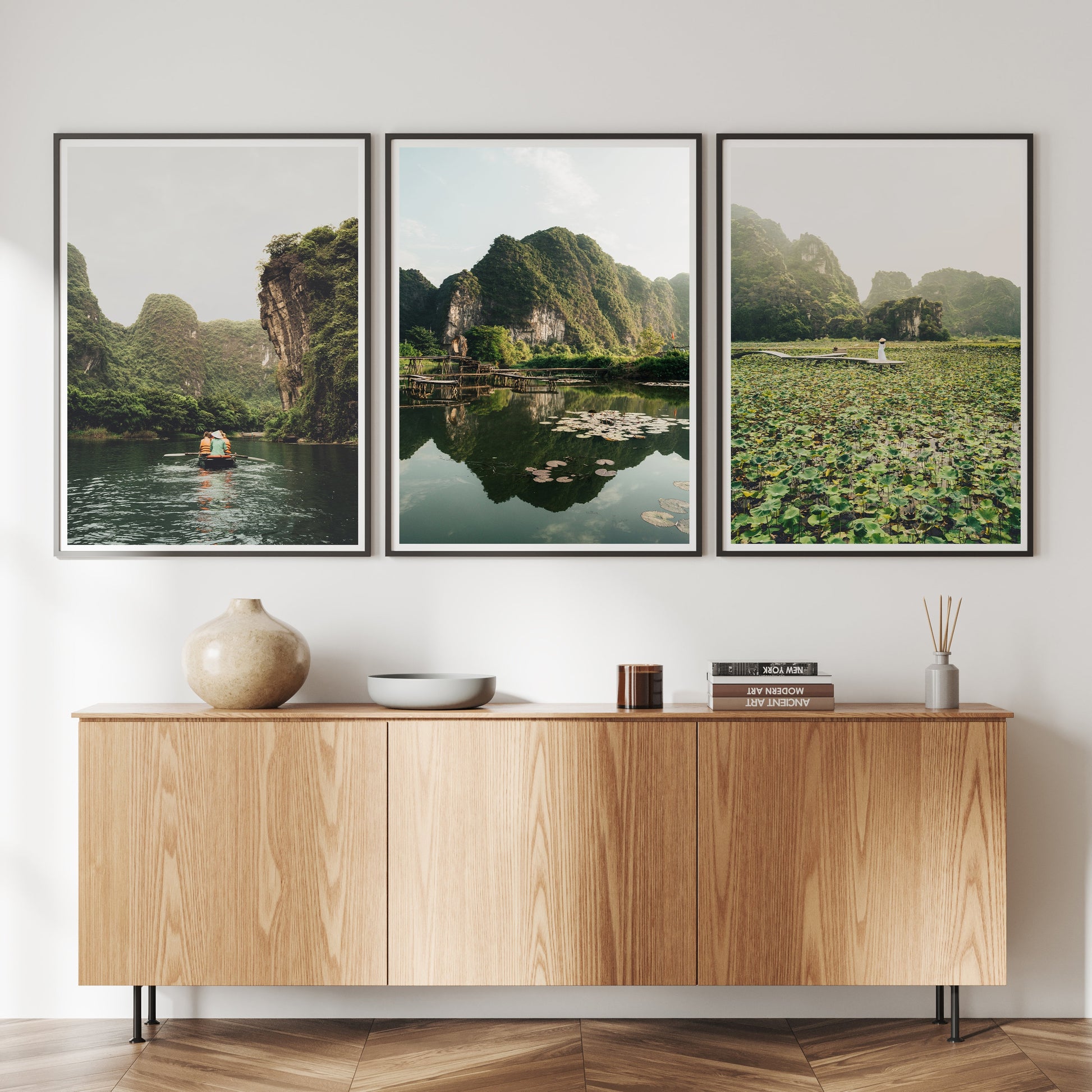 Vietnam Wall Art Gallery Set of 3 Travel Prints Framed Gift Set Nature Set of 3 Mountain Landscape Green Art Set of 3 Photography Earthy