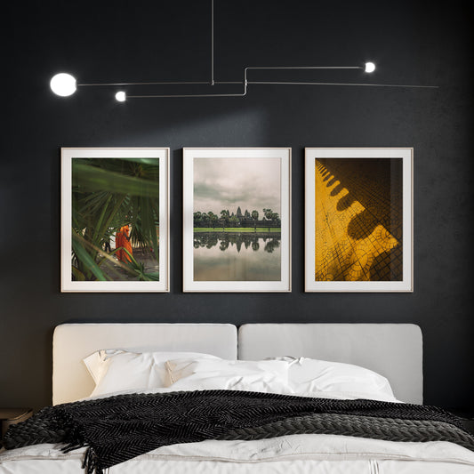 Cambodia Wall Art Photography Set of 3 Framed Gift Set Museum-quality Photo Angkor Wat Cambodia Posters Colorful Set of 3 Asia Photography
