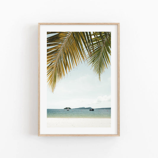 Palm Tree Photo Tropical Wall Art Palm Tree Poster Beach Theme Tropical Photography Ocean Sandy Beach Wall Art Large Framed Museum-quality