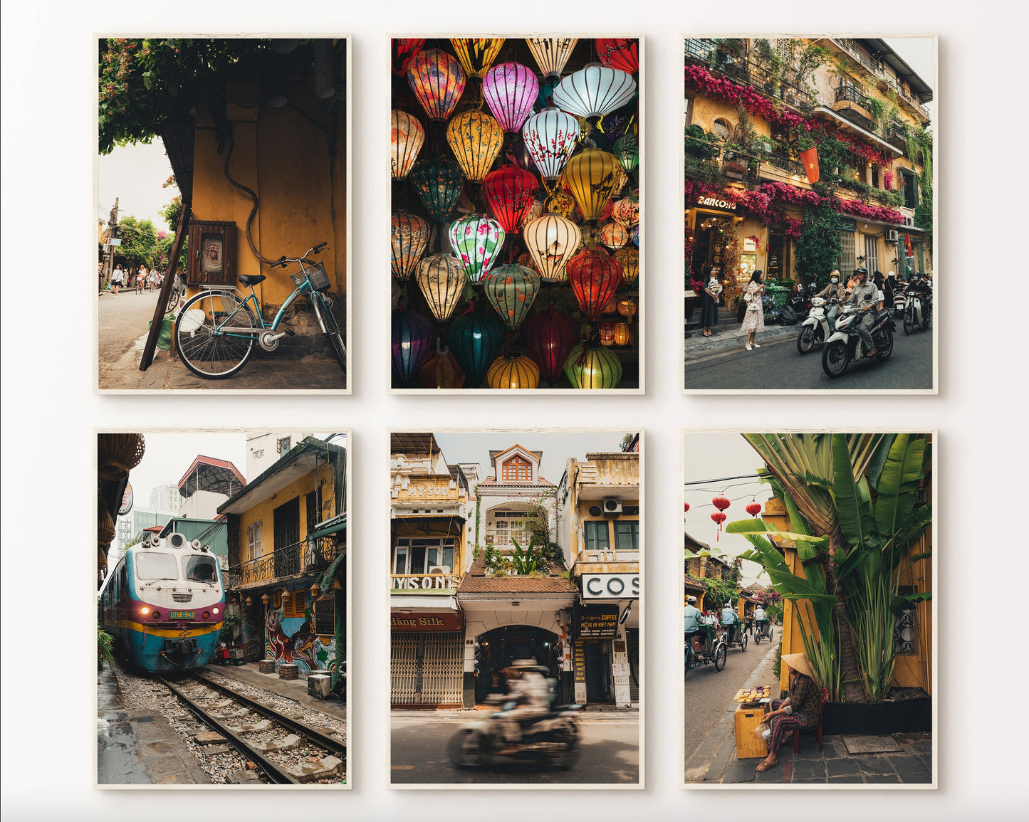 Vietnam Posters Travel Set of 6 Framed Gift Museum-quality Prints Hanoi Culture Photography Hoi An Vietnam Lanterns Gallery Wall Print Set