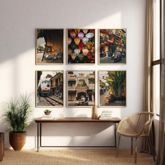 Vietnam Posters Travel Set of 6 Framed Gift Museum-quality Prints Hanoi Culture Photography Hoi An Vietnam Lanterns Gallery Wall Print Set